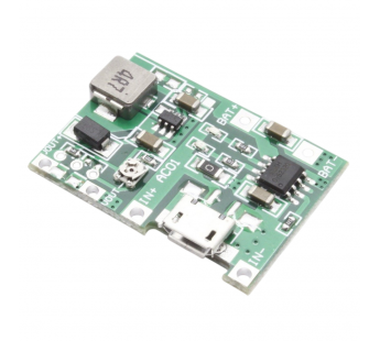 Модули зарядки NONAME TP4056 Модуль зарядки li-ion аккумуляторов сStep-Up DC-DC преобразователем Uвх=5В Uвых=4,3-27В Iзар=1АImax=2А (Micro USB)#2156448