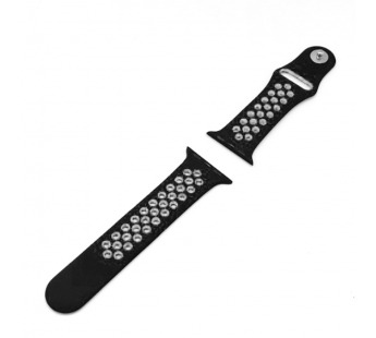 Ремешок для Apple Watch 38mm/40mm/41mm (с перфорацией,черно-белый), размер M/L#2157247