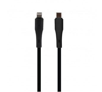 Кабель PERFEO USB C вилка - Lightning вилка, 30W, черный, силикон, длина 1 м., ELASTIC (C1007)#2180508