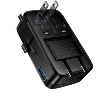 Сетевое зарядное устройсво Hoco AC35 (1*USB+2*Type-C/ 1 розетка - 2000W) черный#2157198