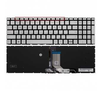 Клавиатура для HP Pavilion 15-eh серебряная с подсветкой (версия 2)#2158841