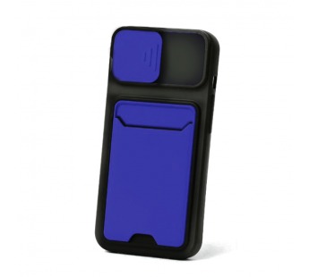 Чехол с картхолдером и защитой камеры для iPhone 12 (черно-синий)#2162368