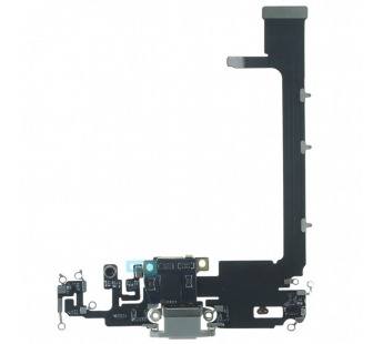 Шлейф для iPhone 11 Pro Max + разъем зарядки + микрофон (серебро),оригинал (снятый)#2162569