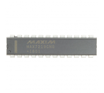 Драйвер индикаторов MAXIM MAX7219CNG+ (DIP-24) Драйверсветодиодных индикаторов 8-разрядов ОК с последовательныминтерфейсом#2163001