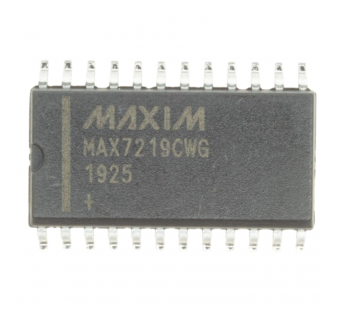 Драйвер индикаторов MAXIM MAX7219CWG+T (SO-24) Драйверсветодиодных индикаторов 8-разрядов ОК с последовательныминтерфейсом#2162999