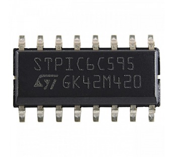 Логические микросхемы STM STPIC6C595MTR (SO-16) Сдвиговыйрегистр 8-раз.#2163247