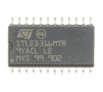 Драйвер индикаторов STM STLED316SMTR (SO-24) Драйверсветодиодных индикаторов 6-разрядов ОА с последовательныминтерфейсом#2163193