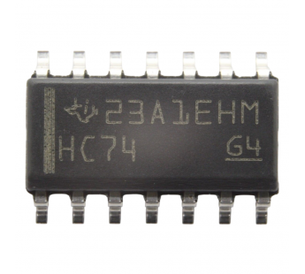 Логические микросхемы TI SN74HC74DR (SO-14) D-триггер 2-канала#2163452
