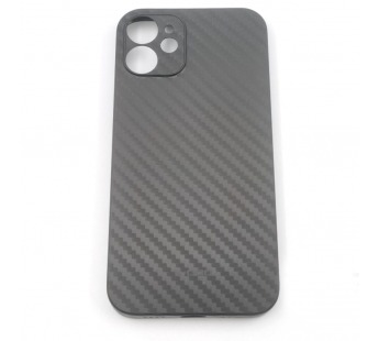 Задняя накладка для iPhone 12 mini (карбон, ультратонкая, с защитойкамеры, защита от отпечатков пальцев), черная (Air Carbon) (Full Case))KZDOO#2164256