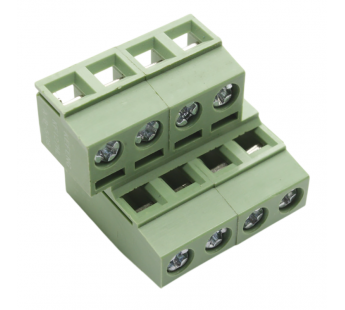 Винтовые клеммники KAIFENG KF127DG-5.08-04P-2G (Зеленый)Винтовой двухрядный клеммник на плату 4x2 конт. шаг 5,08мм 250В 15А#2170916