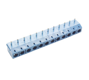 Винтовые клеммники KAIFENG KF301R-5.0-12P-1B (Синий) Винтовойклеммник на плату угловой 12 конт. шаг 5мм 250В 17,5А#2170933