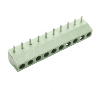Винтовые клеммники KAIFENG KF396R-3.96-10P-1G (Зеленый) Винтовойклеммник на плату угловой 10 конт. шаг 3,96мм 130В 10А#2171374