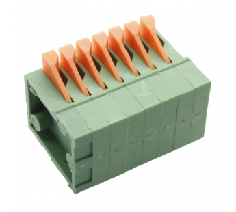 Нажимные клеммники KAIFENG KF141R-2.54-07P-1G (Зеленый)Нажимной клеммник на плату угловой 7 конт. шаг 2,54мм 130В 6А#2171742