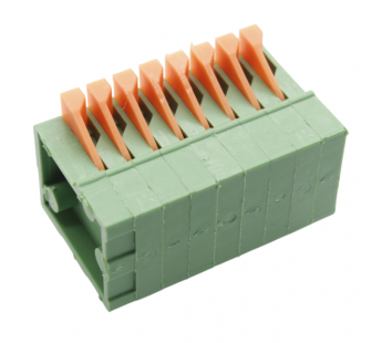 Нажимные клеммники KAIFENG KF141R-2.54-08P-1G (Зеленый)Нажимной клеммник на плату угловой 8 конт. шаг 2,54мм 130В 6А#2171739