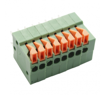 Нажимные клеммники KAIFENG KF141V-2.54-08P-1G (Зеленый)Нажимной клеммник на плату 8 конт. шаг 2,54мм 130В 6А#2171729