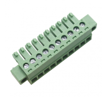 Разъемные клеммники KAIFENG KF2EDGM-Y-3.81-10P-1G (Зеленый)Разъемный клеммник на кабель 10 конт. шаг 3,81мм 250В 7А#2169483