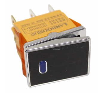 Клавишные переключатели LANBOO LBCX ПереключательLBCX2822/H222/B220V/N65(L) черный с индикатором 220В ON-OFF DPDT250В 20А (синий) хромированный#2171682