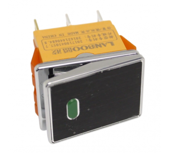Клавишные переключатели LANBOO LBCX ПереключательLBCX2822/H222/G220V/N65(L) черный с индикатором 220В ON-OFF DPDT250В 20А (зеленый) хромированный#2171681