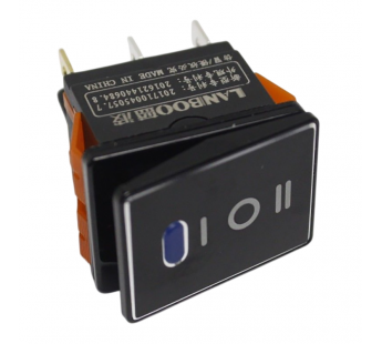 Клавишные переключатели LANBOO LBCX ПереключательLBCX2822/H403/B220V/PC65(L) черный с индикатором 220В ON-OFF-ONDPDT 250В 20А (синий) пластик#2171678