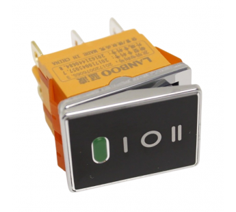 Клавишные переключатели LANBOO LBCX ПереключательLBCX2822/H403/G220V/N65(L) черный с индикатором 220В ON-OFF-ONDPDT 250В 20А (зеленый) хромированный#2171677