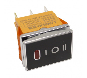 Клавишные переключатели LANBOO LBCX ПереключательLBCX2822/H403/R220V/N65(L) черный с индикатором 220В ON-OFF-ONDPDT 250В 20А (красный) хромированный#2171675