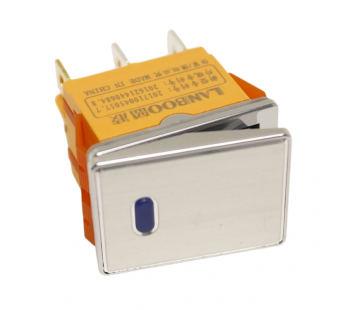 Клавишные переключатели LANBOO LBCX ПереключательLBCX2822/Y222/B220V/N65(L) серебряный с индикатором 220В ON-OFFDPDT 250В 20А (синий) хромированный#2171671