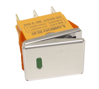 Клавишные переключатели LANBOO LBCX ПереключательLBCX2822/Y222/G220V/N65(L) серебряный с индикатором 220В ON-OFFDPDT 250В 20А (зеленый) хромированный#2171670