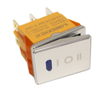 Клавишные переключатели LANBOO LBCX ПереключательLBCX2822/Y403/B220V/N65(L) серебряный с индикатором 220ВON-OFF-ON DPDT 250В 20А (синий) хромированный#2174130