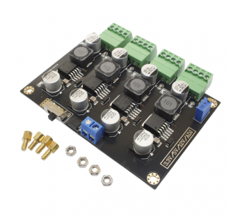 Модули питания NONAME LM2596x4 Модуль Step-Down DC-DCпреобразователь Uвх=15-37В Uвых=3,3/5/12/ADJ Imax=3А#2165870
