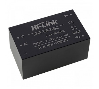 Модули питания Hi-Link HLK-10M03B Модуль питания AC-DCUвх=100-240В Uвых=3,3В Pвых=10Вт#2165568