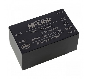 Модули питания Hi-Link HLK-10M09 Модуль питания AC-DCUвх=100-240В Uвых=9В Pвых=10Вт#2165566