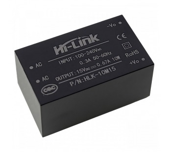 Модули питания Hi-Link HLK-10M15 Модуль питания AC-DCUвх=100-240В Uвых=15В Pвых=10Вт#2165565