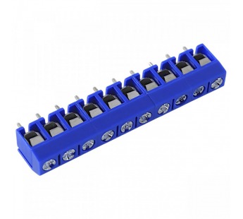 Винтовые клеммники KAIFENG KF302-5.0-10P-1B (Синий) Винтовойклеммник на плату 10 конт. шаг 5мм 250В 17,5А#2171012