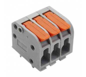 Зажимные клеммники Ruichi PCT-113D Клемма зажимная 250В 32А 0,2-4кв.мм 3-х полюсная на плату (оранжевый)#2171642