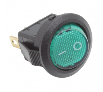 Клавишные переключатели DAIER KCD5-2-101N-C3-G/B-220VПереключатель на панель с подсветкой 220В зеленый ON-OFF SPST250В 3А (14мм)#2171702