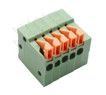 Нажимные клеммники KAIFENG KF141V-2.54-05P-1G (Зеленый)Нажимной клеммник на плату 5 конт. шаг 2,54мм 130В 6А#2171732