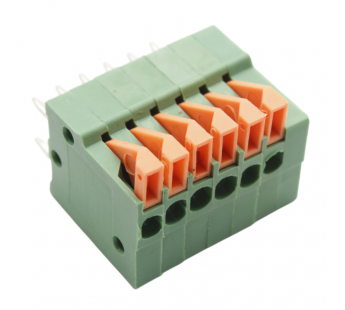 Нажимные клеммники KAIFENG KF141V-2.54-06P-1G (Зеленый)Нажимной клеммник на плату 6 конт. шаг 2,54мм 130В 6А#2171731