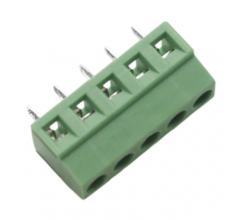 Разъемные клеммники KAIFENG KF124-3.81-05P-1G (Зеленый) Винтовойклеммник на плату 5 конт. шаг 3,81мм 130В 10А#2169437