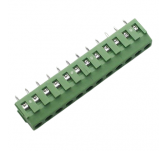 Разъемные клеммники KAIFENG KF124-3.81-12P-1G (Зеленый) Винтовойклеммник на плату 12 конт. шаг 3,81мм 130В 10А#2169433