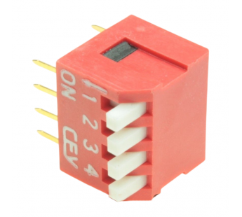 DIP-переключатели CONNFLY DS1040-04RT (Красный) DIP переключатель4 поз. угловой 24В 0,1А#2170581
