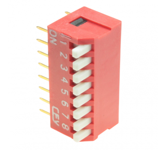 DIP-переключатели CONNFLY DS1040-08RT (Красный) DIP переключатель8 поз. угловой 24В 0,1А#2170573