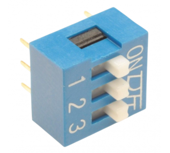 DIP-переключатели KAIFENG KF1001-03P-B0-GS (Синий) DIPпереключатель 3 поз. 24В 0,025А#2170480