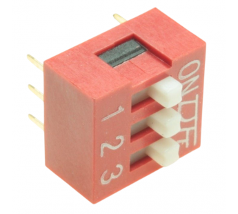 DIP-переключатели KAIFENG KF1001-03P-R0-GS (Красный) DIPпереключатель 3 поз. 24В 0,025А#2170646
