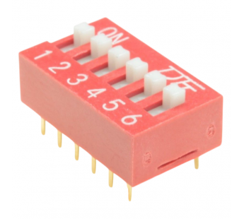 DIP-переключатели KAIFENG KF1001-06P-R0-GS (Красный) DIPпереключатель 6 поз. 24В 0,025А#2170640
