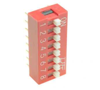 DIP-переключатели KAIFENG KF1001-08P-R0-GS (Красный) DIPпереключатель 8 поз. 24В 0,025А#2170638