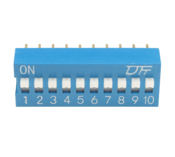 DIP-переключатели KAIFENG KF1001-10P-B0-GS (Синий) DIPпереключатель 10 поз. 24В 0,025А#2170637