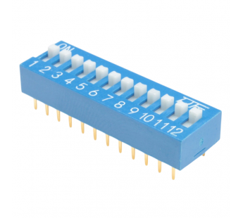 DIP-переключатели KAIFENG KF1001-12P-B0-GS (Синий) DIPпереключатель 12 поз. 24В 0,025А#2170635