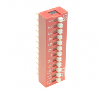 DIP-переключатели KAIFENG KF1001-12P-R0-GS (Красный) DIPпереключатель 12 поз. 24В 0,025А#2170634