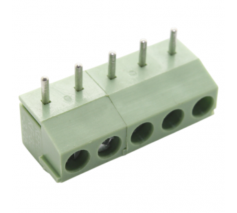 Винтовые клеммники KAIFENG KF396R-3.96-05P-1G (Зеленый) Винтовойклеммник на плату угловой 5 конт. шаг 3,96мм 130В 10А#2171377