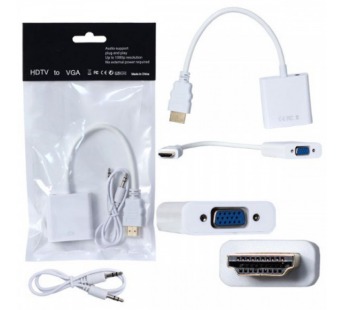 Адаптер HDMI to VGA + audio H180 (белый)#2165476